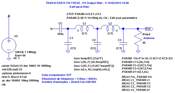 Figure 3: Filtre passe-bas du PA - Simulation LTspice en fréquences Figure 3: Filtre passe-bas du PA - Simulation LTspice en fréquences