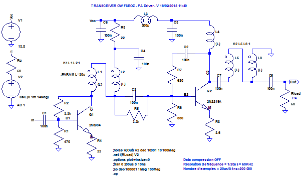 Figure 12: PA Driver - Simulation LTspice en régime continu