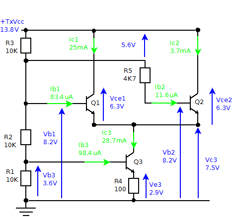Figure 3: Mélangeur de l'émetteur en régime continu Figure 3: Mélangeur de l'émetteur en régime continu