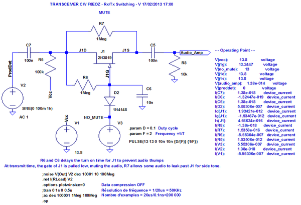Figure 14: Bloc Mute - Simulation LTspice en régime continu