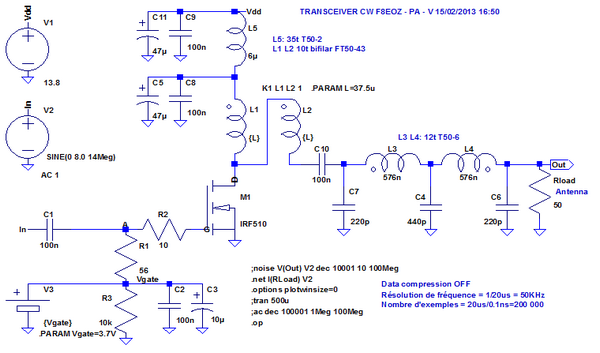 Figure 5: PA - Simulation LTspice en régime continu Figure 5: PA - Simulation LTspice en régime continu