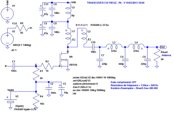 Figure 8: PA - Simulation LTspice en régime variable Figure 8: PA - Simulation LTspice en régime variable