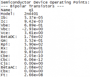 Figure 3 - LTSPICE analyse en régime continu