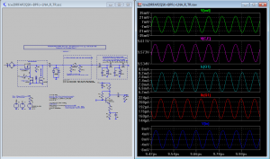 Figure 14 - LTSPICE graphe des tensions et courants en fonction du temps en réception