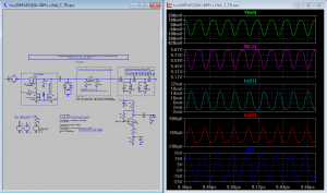 Figure 15 - LTSPICE graphe des tensions et courants en fonction du temps en émission
